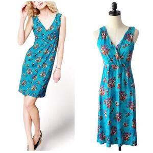 Garnet Hill‎ Starlet Blue Floral Flowy Dress Sz S